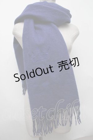 画像: 【SALE】Jane Marple / ロゴクラウン刺繍マフラー  ネイビー S-25-01-22-011-JM-ZA-HR-ZT169