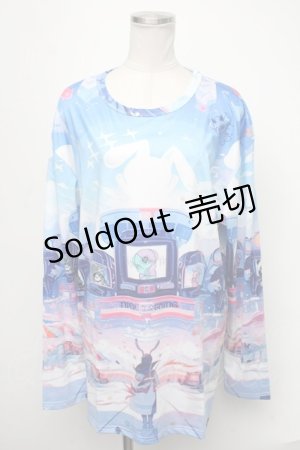 画像: NieR Clothing / 転写Tシャツ  ブルー S-25-01-22-1065-PU-TS-HR-ZS