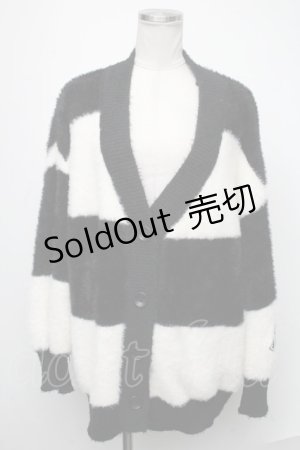 画像: KRY CLOTHING / 「GAKUEN」 ボーダー柄ニットカーディガン  黒ｘ白 S-25-01-22-1066-EL-TS-HR-ZT354