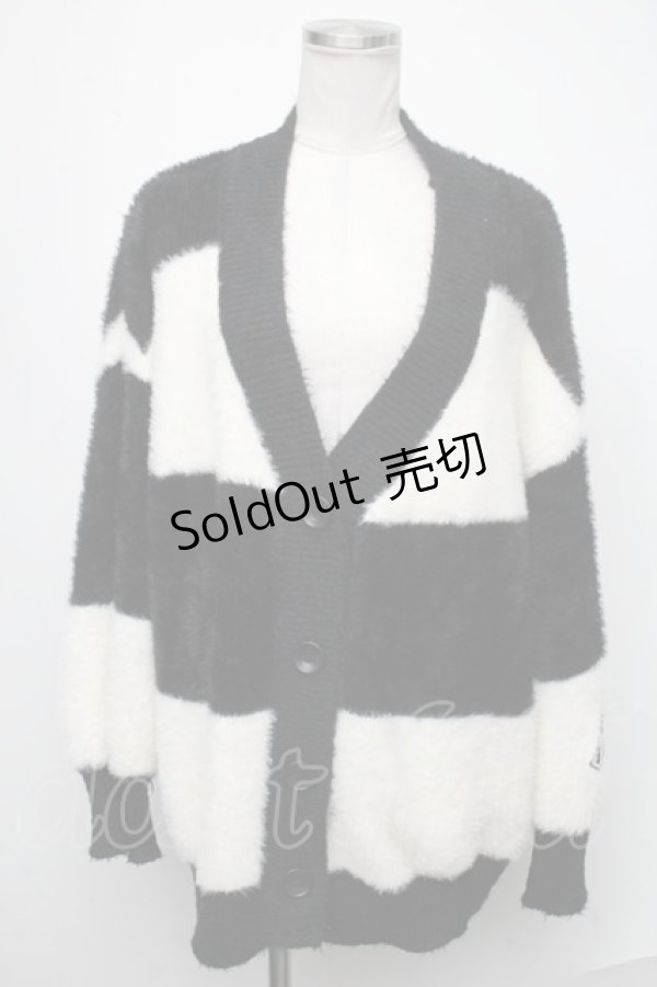 画像1: KRY CLOTHING / 「GAKUEN」 ボーダー柄ニットカーディガン  黒ｘ白 S-25-01-22-1066-EL-TS-HR-ZT354 (1)