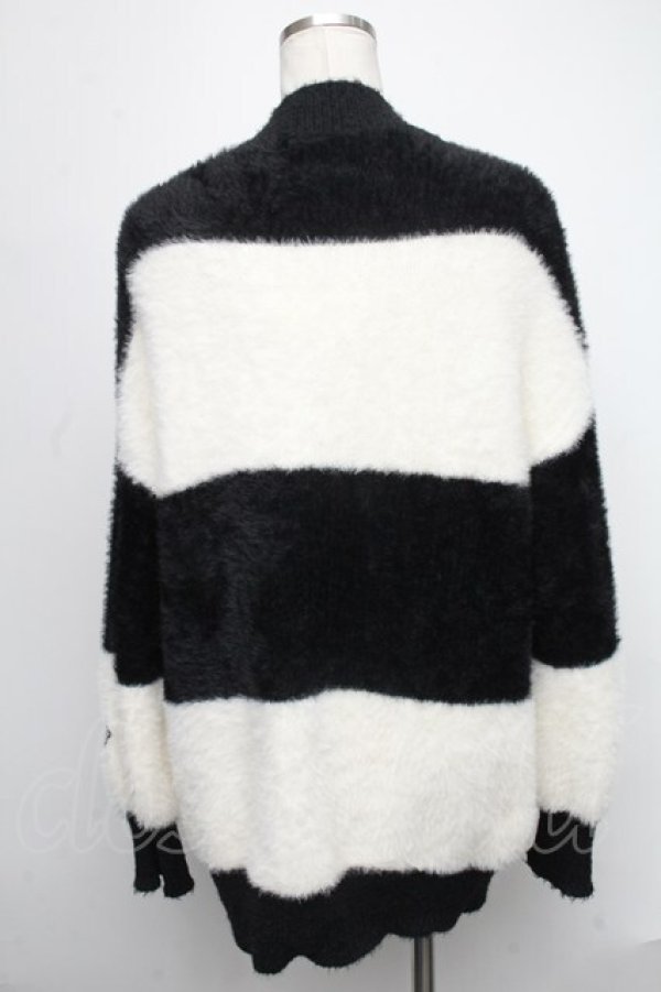 画像2: KRY CLOTHING / 「GAKUEN」 ボーダー柄ニットカーディガン  黒ｘ白 S-25-01-22-1066-EL-TS-HR-ZT354 (2)