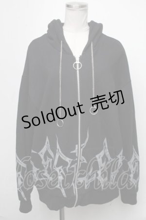 画像: REFLEM / プリントパーカー  黒 S-25-01-22-1080-PU-TO-HR-ZS