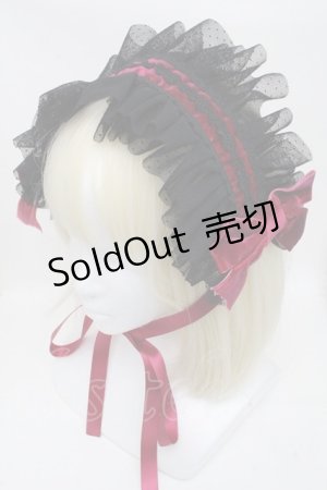 画像: LOLITA / チュールｘベロアリボンヘッドドレス  黒ｘワイン S-25-01-22-1014-LO-AC-HR-ZS