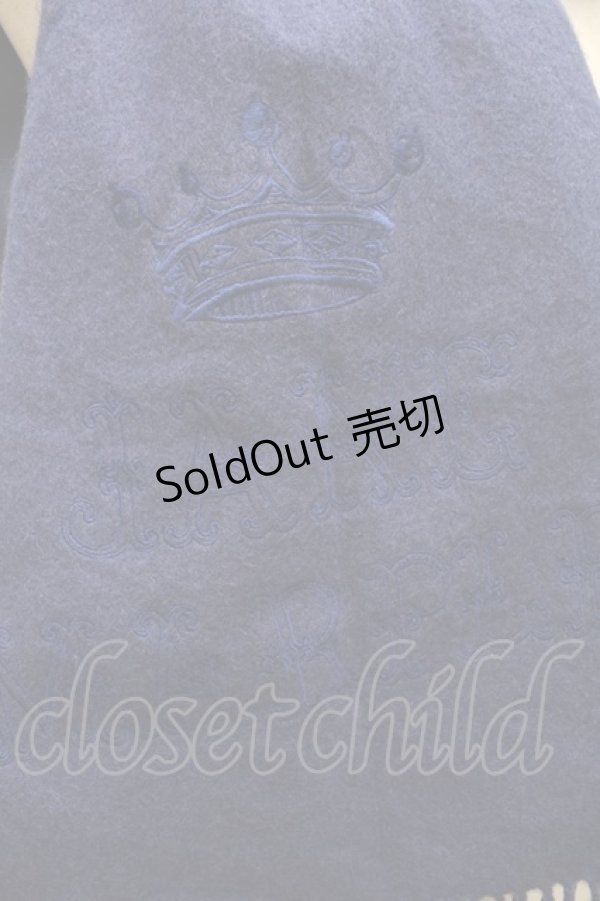 画像2: 【SALE】Jane Marple / ロゴクラウン刺繍マフラー  ネイビー S-25-01-22-011-JM-ZA-HR-ZT169 (2)