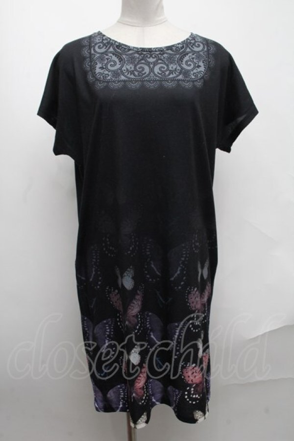 画像1: abilletage / Tシャツワンピース（バタフライ）  黒 S-25-01-22-035-GO-OP-HR-ZS (1)