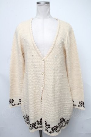 画像: axes femme / ビジュー裾バラニットカーディガン  キナリ S-25-01-23-016-AX-TO-HR-ZT381
