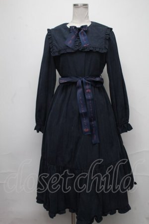 画像: Maison de FLEUR / SnowWhiteワンピース  紺 S-25-01-25-052-LO-OP-HR-ZT438