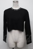 画像1: NieR Clothing / 首元刺繍ショートトップス  黒 S-25-01-25-025-PU-TO-HR-ZS (1)