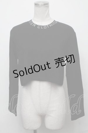 画像: NieR Clothing / 首元刺繍ショートトップス  黒 S-25-01-25-025-PU-TO-HR-ZS