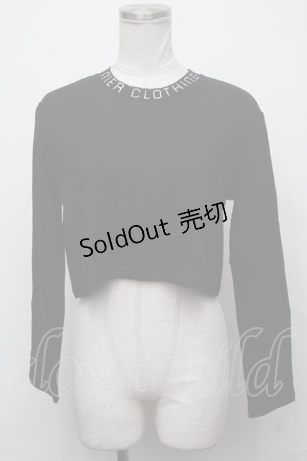画像1: NieR Clothing / 首元刺繍ショートトップス  黒 S-25-01-25-025-PU-TO-HR-ZS (1)