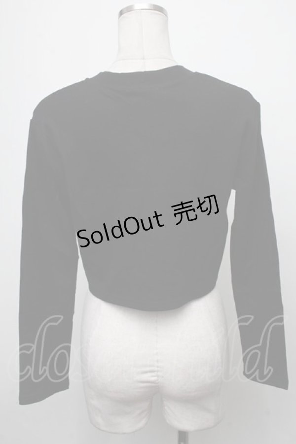 画像2: NieR Clothing / 首元刺繍ショートトップス  黒 S-25-01-25-025-PU-TO-HR-ZS (2)