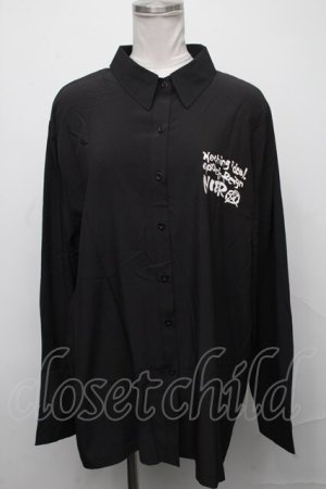 画像: NieR Clothing / バック羽根プリントシャツ  黒 S-25-01-25-048-PU-TO-HR-ZS