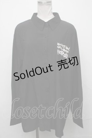 画像: NieR Clothing / バック羽根プリントシャツ  黒 S-25-01-25-048-PU-TO-HR-ZS