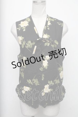 画像: 【SALE】PINK HOUSE / ホワイトローズベスト  黒 S-25-01-27-077-LO-BL-AS-ZT057