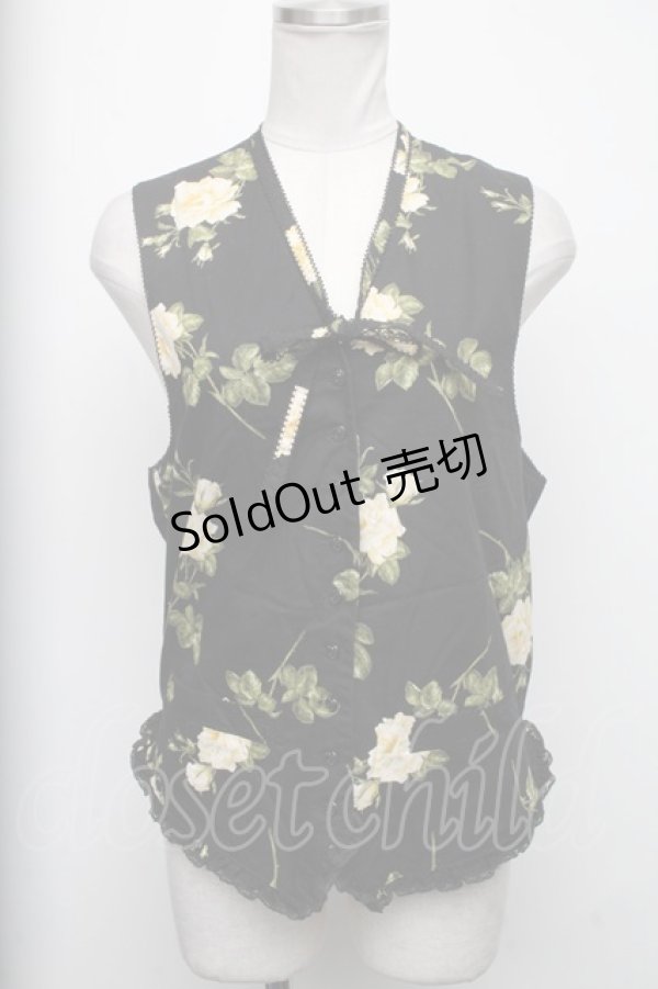 画像1: 【SALE】PINK HOUSE / ホワイトローズベスト  黒 S-25-01-27-077-LO-BL-AS-ZT057 (1)