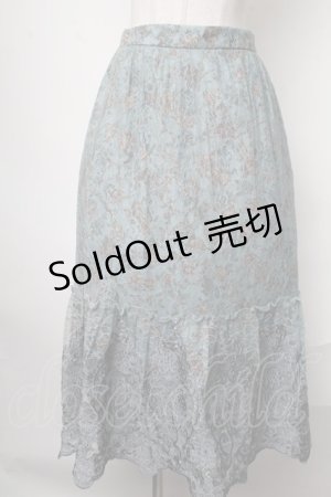 画像: 【SALE】axes femme / 花柄ｘ刺繍ギャザースカート  ブルー S-25-01-28-083-AX-SK-AS-ZT392