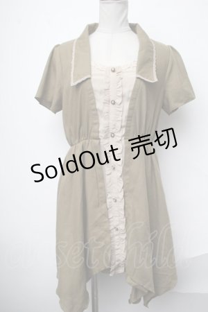 画像: axes femme / 重ね風裾イレヘムチュニック  カーキ S-25-01-28-041-AX-OP-HR-ZS