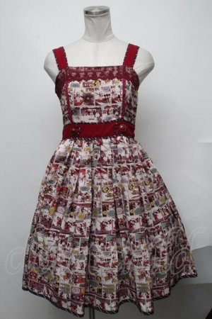 画像: axes femme POETIQUE / ミッキー&ミニー総柄ワンピース  レッド S-25-01-31-061-AX-OP-HR-ZS
