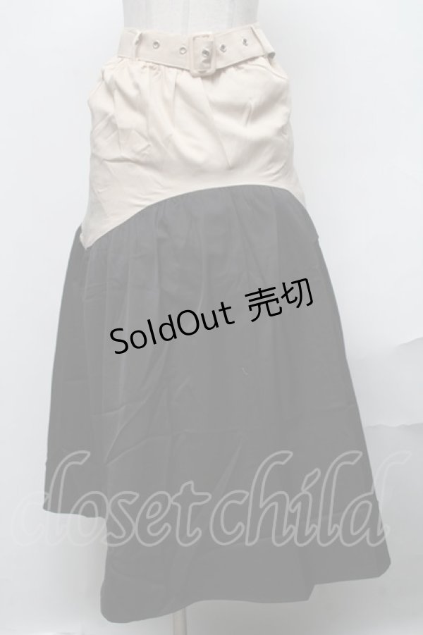 画像1: NieR Clothing / バイカラースカート  ベージュｘ黒 S-25-01-31-068-PU-SK-AS-ZS (1)