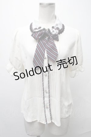 画像: axes femme POETIQUE / ミッキー&ミニー刺繍襟半袖ブラウス  オフ S-25-01-31-021-AX-BL-HR-ZS