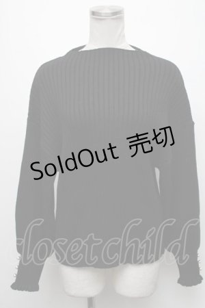 画像: axes femme / ネックレス付ボリューム袖ニットプルオーバー  黒 S-25-02-02-056-AX-TO-AS-ZT361