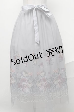 画像: axes femme / パネルフラワー柄チュールスカート  サックス S-25-02-02-084-AX-SK-HR-ZI