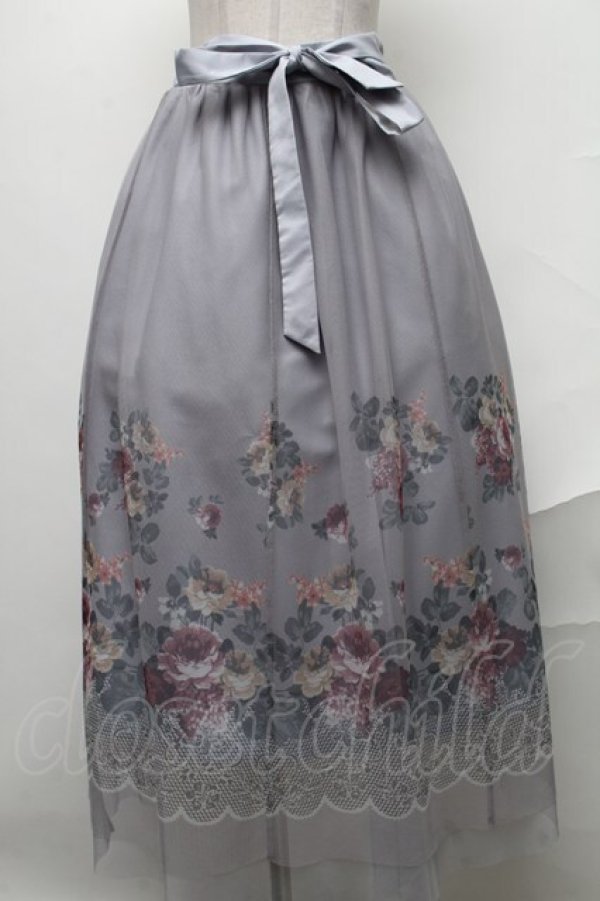 画像1: axes femme / パネルフラワー柄チュールスカート  サックス S-25-02-02-084-AX-SK-HR-ZS (1)