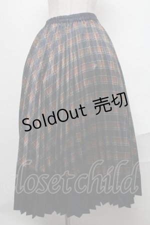 画像: axes femme / チェックプリーツスカート  紺 S-25-02-02-086-AX-SK-HR-ZI