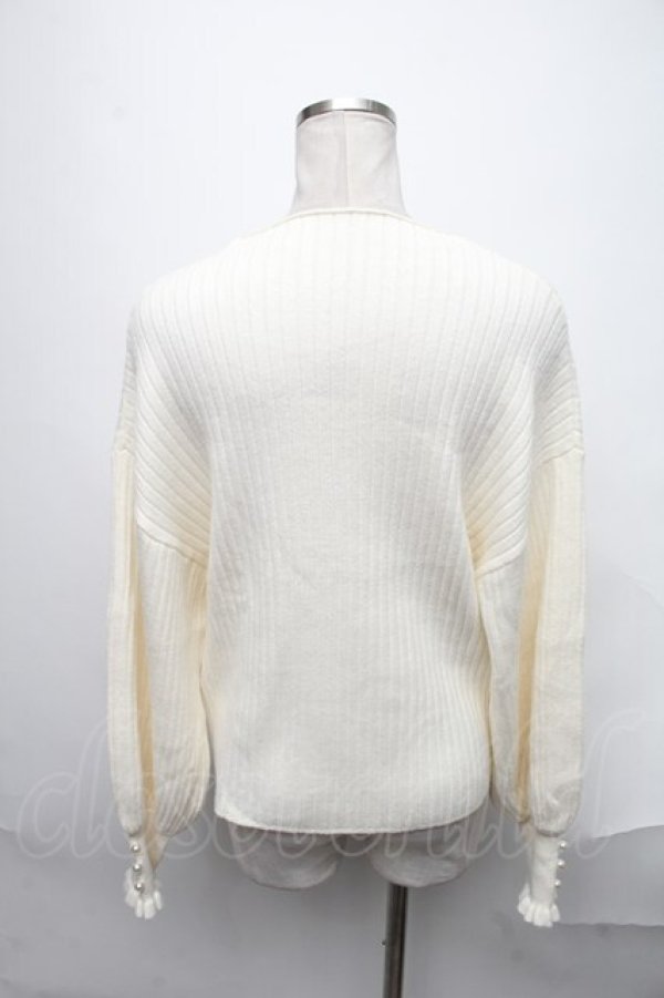 画像2: axes femme / ネックレス付ボリューム袖ニットプルオーバー  オフ S-25-02-02-022-AX-TO-AS-ZT186 (2)