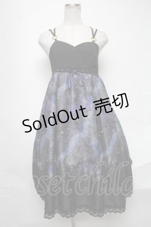 画像: axes femme POETIQUE / ミルキーウェイキャミワンピース  黒 S-25-02-04-075-AX-OP-HR-ZS