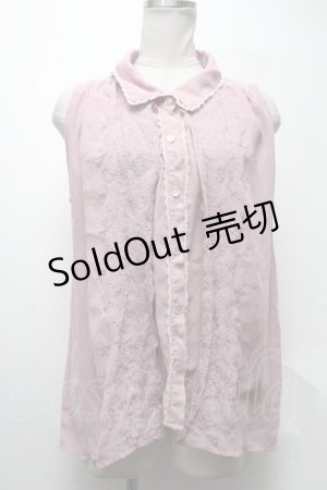 画像: axes femme / 刺繍ノースリーブブラウス  ピンク S-25-02-04-029-AX-BL-AS-ZS