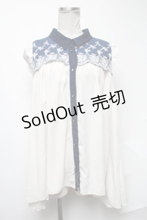 画像: axes femme / ノースリーブブラウス  オフｘブルー S-25-02-04-043-AX-BL-AS-ZS