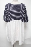 画像1: axes femme / アイレットー刺繍ドッキングプルオーバー  紺 S-25-02-04-044-AX-TO-AS-ZI (1)