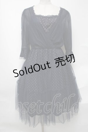 画像: 【SALE】axes femme / ボリュームチュールワンピース  紺 S-25-02-04-045-AX-OP-HR-ZT448