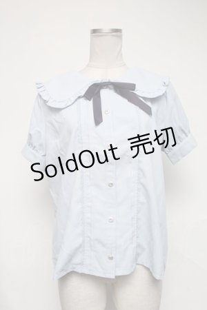 画像: axes femme POETIQUE / ビッグ襟デザインブラウス  サックス S-25-02-08-053-AX-BL-HR-ZS