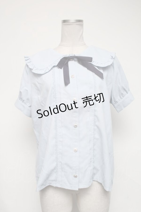 画像1: axes femme POETIQUE / ビッグ襟デザインブラウス  サックス S-25-02-08-053-AX-BL-HR-ZS (1)