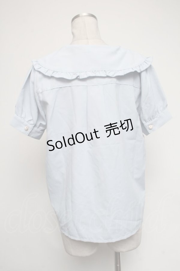 画像2: axes femme POETIQUE / ビッグ襟デザインブラウス  サックス S-25-02-08-053-AX-BL-HR-ZS (2)