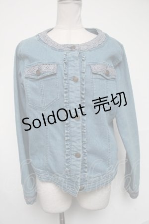 画像: axes femme / レースデニムジャケット  ブルー S-25-02-08-056-AX-TO-HR-ZS