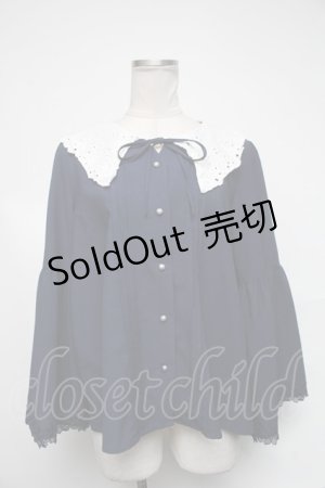 画像: axes femme / レース襟ブラウス  紺 S-25-02-08-059-AX-BL-HR-ZS