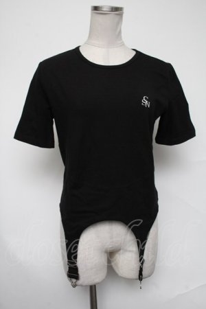 画像: PUNK / デザイン半袖カットソー  黒 S-25-02-08-069-PU-TO-AS-ZS