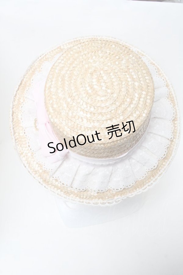画像3: BABY,THE STARS SHINE BRIGHT / うさくみゃちゃんレースの麦わらハット  ベージュｘピンク S-25-02-08-008-BA-AC-AS-ZS (3)