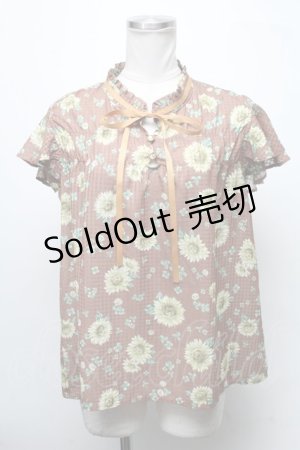 画像: axes femme / 向日葵シアーブラウス  ブラウン S-25-02-11-032-AX-BL-HR-ZS