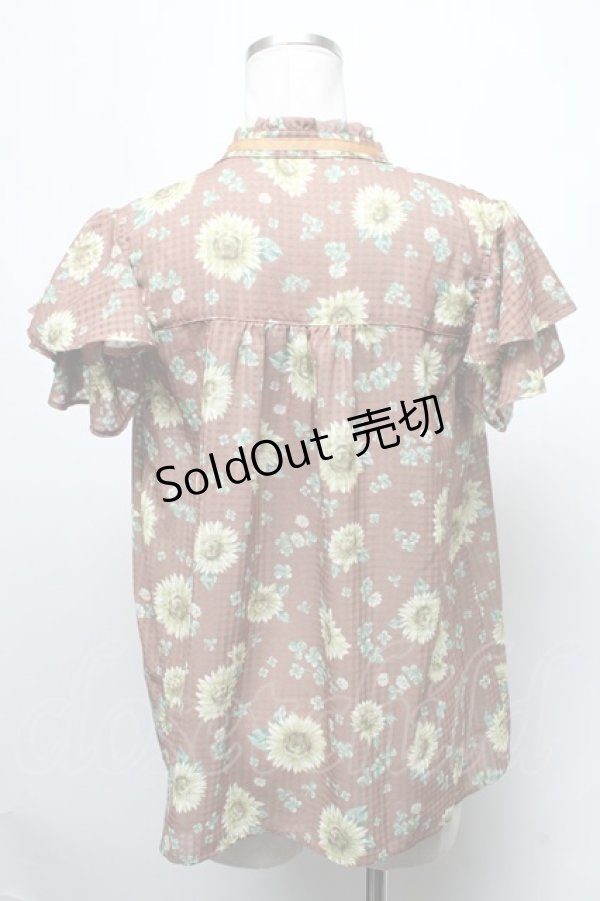 画像2: axes femme / 向日葵シアーブラウス  ブラウン S-25-02-11-032-AX-BL-HR-ZS (2)