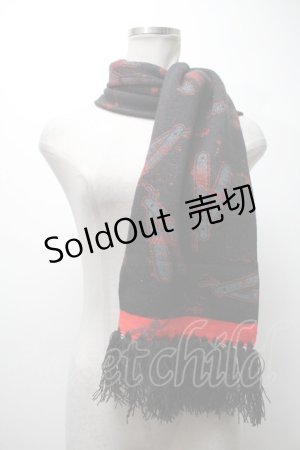 画像: Sourpuss Clothing / プリントマフラー  黒 S-25-02-11-019-PU-ZA-HR-ZT088