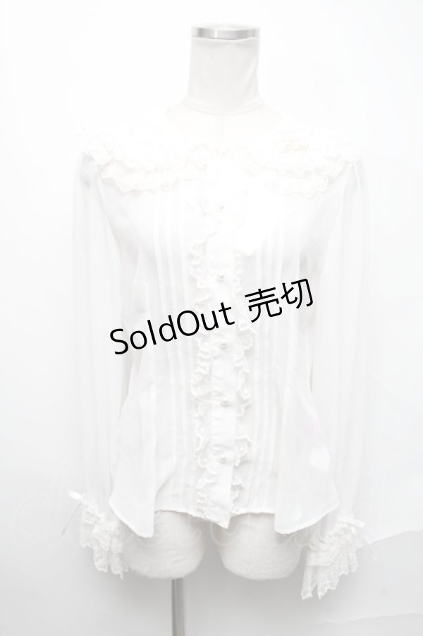 画像1: Angelic Pretty / 襟ロゴ刺繍パールブラウス  白 S-25-02-11-023-AP-BL-HR-ZS (1)