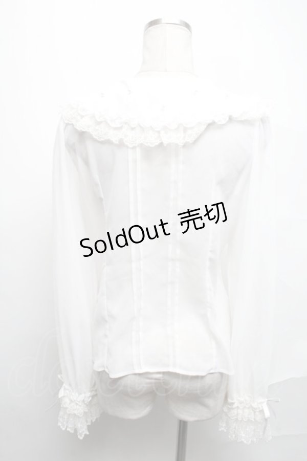 画像2: Angelic Pretty / 襟ロゴ刺繍パールブラウス  白 S-25-02-11-023-AP-BL-HR-ZS (2)