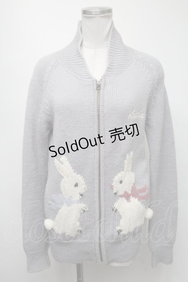 画像1: Katie / うさぎさんカウチンニット  ブルーグレー S-25-02-13-030-LO-JA-AS-ZT388 (1)