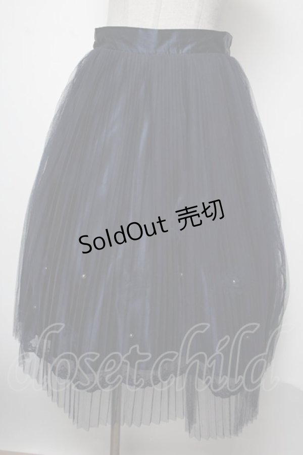 画像1: axes femme / プリーツシフォンスカート  紺 S-25-02-17-057-AX-SK-ET-ZT399 (1)