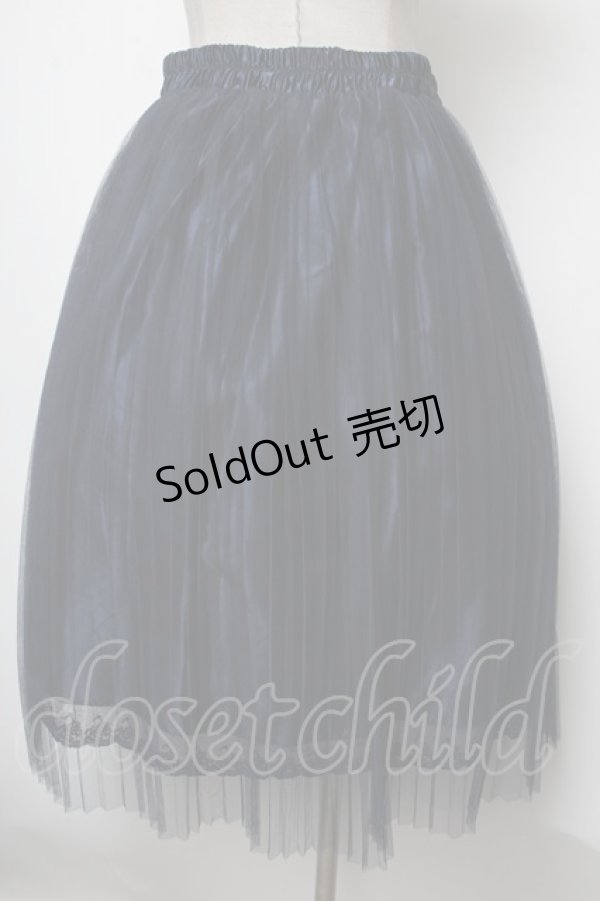 画像2: axes femme / プリーツシフォンスカート  紺 S-25-02-17-057-AX-SK-ET-ZT399 (2)