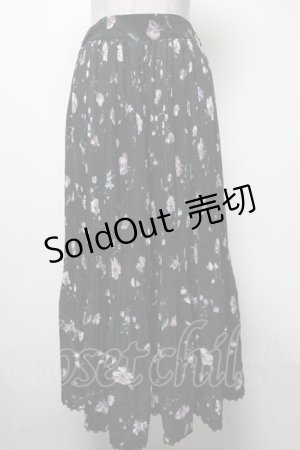 画像: axes femme / 花柄プリーツワイドパンツ  黒 S-25-02-17-1062-AX-PA-AS-ZS